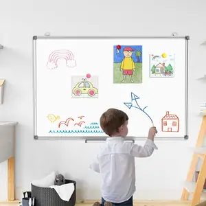 Thuiskantoor School Dubbelzijdig Zilver Aluminium Frame Droog Wisbord Magnetisch Whiteboard Voor Wandophanging Gemonteerd
