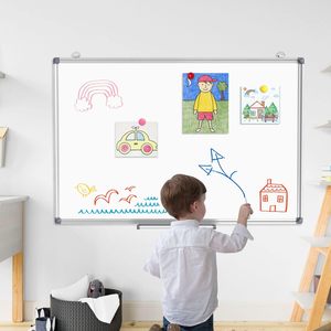 Tableau blanc magnétique double face en aluminium argenté <span class=keywords><strong>pour</strong></span> bureau à domicile, école, à suspendre au mur - Product Image 5