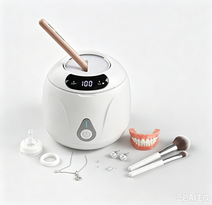 Mini nettoyeur à ultrasons numérique avec lumière UV, réservoir en acier inoxydable, 50W, capacité de 0,5L, commande tactile, usage domestique - Product Image 2
