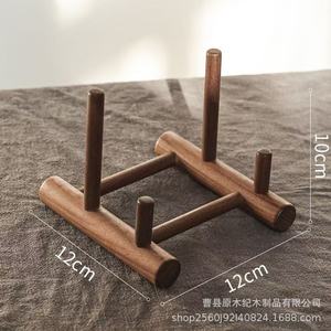 Wooden Tea Cake Rack Single Layer <b>Desktop</b> Display <b>Shelf</b> Retro Zen Style Solid Wood Tea Storage Organizer - Product Image 4
