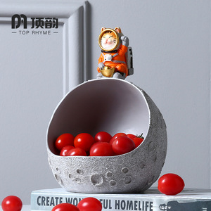 <b>Top</b> Rhyme Moon Shape Candy Box Storage Container With <b>Cat</b> Astronaut Decor For Home Living Room Desktop Decoration - Product Image 5