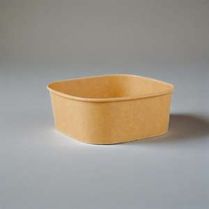 Contenants alimentaires jetables rectangulaires à prix avantageux, imprimés avec logo, en papier kraft brun, pour salades - Product Image 6