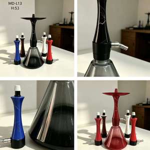 Modern Marble Finish <b>Hookah</b> Set Glass Base Black Dome Portable Water <b>Pipe</b> for Lounge and Home Use - Product Image 6