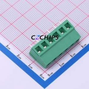 MX128-5.08-06P-GN01-Cu-Y-A Screw Terminal Block Through hole Component (THT),P=5.08mm Connector 1x6P 5.08mm Green Through Hole - Product Image 1