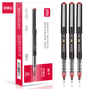 Deli S656-Z1 <b>Roller</b> Pen 0.5mm Quick Dry Red <b>Ink</b> For Writing Notes - Product Image 2