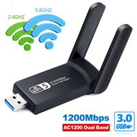 Adaptateur Réseau Sans Fil AC1200 Double Bande Gigabit 5G Carte d'Interface USB pour Ordinateur Portable/PC Récepteur/Émetteur Wi-Fi