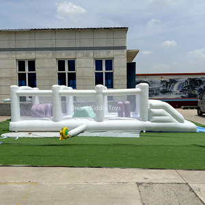 Pastel trẻ em trắng Khóa học trở ngại nhà bị trả lại mềm chơi ngoài trời <span class=keywords><strong>Toddler</strong></span> <span class=keywords><strong>Inflatable</strong></span> khóa học trở ngại <span class=keywords><strong>bouncy</strong></span> lâu đài với Slide - Product Image 2