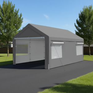 Cobertizo para Auto Resistente de 10x20 Pies, Color Gris, para Exteriores - Product Image 2