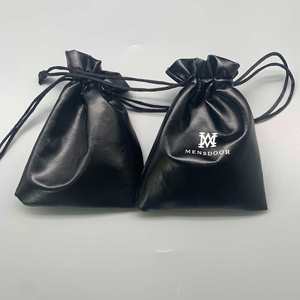 Best Selling Custom Velvet PU Leather <b>Drawstring</b> Headphone <b>Pouch</b> Dust Bag for Jewelry with Screen Printing for Gifts - Product Image 3