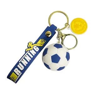 Personnalisé de haute qualité 3D Silicone Foot Ball Anime Caoutchouc Porte-clés 3D Pvc Porte-clés Football Porte-clés