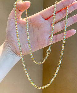 Collana da <span class=keywords><strong>Uomo</strong></span> in <span class=keywords><strong>Oro</strong></span> 18K Italiano, Catena a Osso di Drago, <span class=keywords><strong>Oro</strong></span> Giallo e Bianco Au750, Catena Semplice Ispessita per <span class=keywords><strong>Uomo</strong></span> - Product Image 4