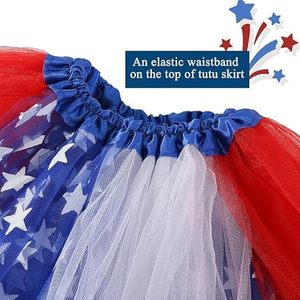 4. Juli Patriotischer Tüll-Tutu-Rock Rot Weiß Blau Unisex Unabhängigkeitstag-Kostüm für Mädchen Frauen Kinder Erwachsene Party-Outfit - Product Image 4