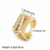 2026 Neu LIVE4U 18K Echt Vergoldeter Kupfer Micro Pave Zirkon Geometrischer Ring Verstellbarer Breiter Doppelschichtiger Statement-Ring
