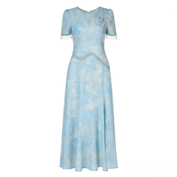 Nouvelle Robe Longue Élégante et Tendance pour Femme, Style Français, Perlée, Respirante, Vintage, Coupe Ample, Luxe Léger, Idéale pour l'Été et les Loisirs
