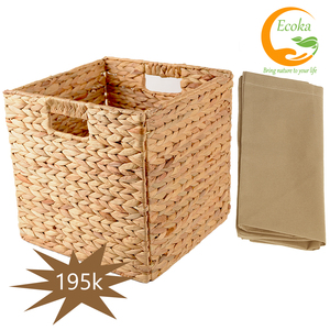 Ecoka 12 inches Cube Organizers Water Hyacinth <b>Wicker</b> <b>Baskets</b> Kitchen and Laundry Woven <b>Storage</b> <b>Baskets</b> Cheap Price - Product Image 3