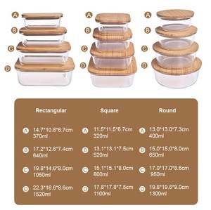 IKOO OEM al por mayor contenedores de alimentos de vidrio con tapa de bambú conjunto - Product Image 2