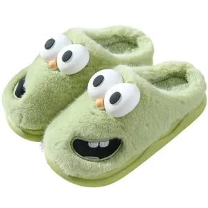 Cartoon Home Slippers Pluche Schattige Herfst Winterslippers Met Dikke Zolen Paar Glijbanen Grappige Grote Ogen Hond Warm Unisex Eva 6 Kleuren