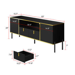 <span class=keywords><strong>Meuble</strong></span> <span class=keywords><strong>TV</strong></span> moderne minimaliste de haute qualité, panneau en bois noir de luxe léger pour <span class=keywords><strong>salon</strong></span> et chambre à coucher avec un <span class=keywords><strong>grand</strong></span> espace de rangement - Product Image 6