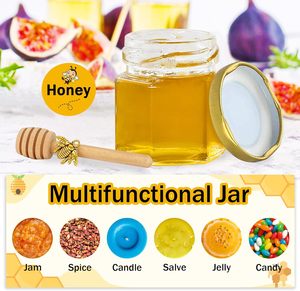 Mini Frascos de Miel, de Vidrio Hexagonal de 1.5oz con Cucharitas |   Baby Shower, Fiesta de Bodas - Product Image 6
