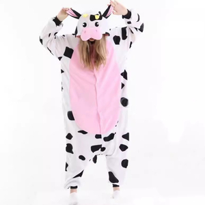 <span class=keywords><strong>Pigiama</strong></span> Intero Termico Invernale in Pile di Poliestere, Design Animale (Mucca) con Cappuccio, per Adulti, Stile Carino e Lussuoso, Abbinabile per Famiglie - Product Image 1