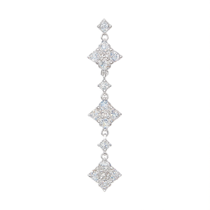 Orecchini a Lampadario in Oro Bianco, Argento 925 con Cristalli e Strass, Gioielli Geometrici di Lusso per Donna - Product Image 1