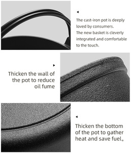 Casserole en <span class=keywords><strong>fonte</strong></span> Bonheur Pot extérieur Sukiyaki Pan Pot en fer forgé Melting Pot avec <span class=keywords><strong>couvercle</strong></span> en bois - Product Image 5