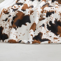 Plaid en fausse fourrure à motif vache, doux, chaud et moelleux, en polaire, pour canapé, lit, décoration intérieure