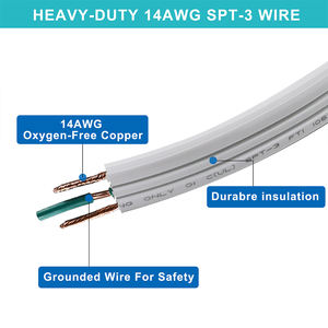 Usa Nema 5-15p Белый 3-жильный плоский кабель SPT-3 14AWG Usa кабель питания 110v удлинитель 1FT - Product Image 3