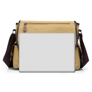 Men's <b>Canvas</b> Laptop <b>Bag</b> Adjustable Strap Buckle Closure <b>Large</b> Capacity Messenger <b>Bag</b> for Office Workers and Students - Product Image 2
