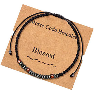 Pulseras <span class=keywords><strong>de</strong></span> código Morse <span class=keywords><strong>para</strong></span> adolescentes, regalos inspiradores, <span class=keywords><strong>amistad</strong></span>, delicada, ajustable, envoltura <span class=keywords><strong>de</strong></span> cuentas - Product Image 6