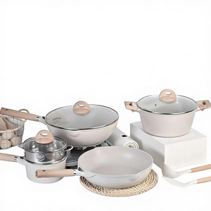 Ensemble de casseroles multifonctionnelles en <span class=keywords><strong>pierre</strong></span> de Maifan et aluminium antiadhésif avec couvercle en verre, ustensiles, compatibilité universelle, utilisation domestique, casseroles et poêles - Product Image 1