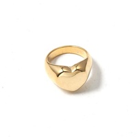 Janice Schmuck Neue Minimalistische Edelstahl-Schmuckstücke Herzförmige Blanko-Siegelringe in Gold