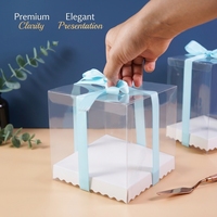 Boîte à gâteaux de mariage et d'anniversaire de nouvelle conception, double ouverture, en plastique PET, base en papier blanc, boîte d'emballage transparente pour gâteaux