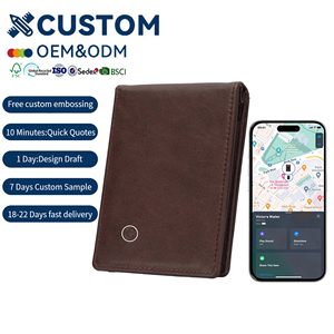 กระเป๋าสตางค์ผู้ชายแบบบางพิเศษ หนัง PU ป้องกัน RFID พร้อมชิปติดตาม GPS  ที่ใส่บัตรโลหะอะลูมิเนียมแบบแม่เหล็กถอดได้ - Product Image 1