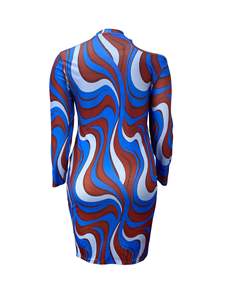 Nuovi prodotti <span class=keywords><strong>taglie</strong></span> forti <span class=keywords><strong>abbigliamento</strong></span> donna lavorato a maglia stampa grafica Slim Fit comodo abito aderente alla moda - Product Image 4