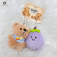 Porte-clés pendentif en peluche authentique sous licence IP, doux et mignon, petit ours ou lapin, style dessin animé