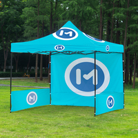 Auvent 10x10 Pop Up Commercial tente auvent avec 3 murs latéraux ombre instantanée, Table de Promotion et drapeaux en plumes