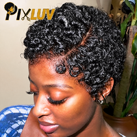 Perruques en Cheveux Humains Brésiliens 100% Naturels, Coupe Pixie, Lace Front, Couleur Naturelle, Cheveux Remy, Sans Colle, Pré-épilées – Offre Spéciale
