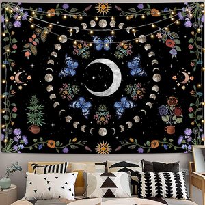 Tapisserie murale Mandala, décoration artistique de chambre, style esthétique Hippie Boho, papillon, couverture en tissu HD, tapisserie murale Trippy - Product Image 2