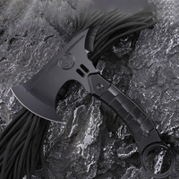 Hache tactique Tomahawk, tête en acier forgé, manche noir, utilisation en plein air, survie