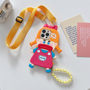 Funda de Teléfono con Cadena de Cuentas y Diseño de Niña con Trenzas, para Samsung <span class=keywords><strong>Galaxy</strong></span> S26 Ultra S25 S23 A57, con Correa Cruzada, Protectora y Suave - Product Image 1