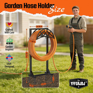 Soporte para manguera de jardín, estante de almacenamiento independiente para exteriores, con capacidad para 150 pies de manguera, soporte metálico para patios y céspedes. - Product Image 2