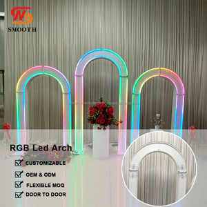 Suave boda evento fábrica suministros Led RGB luz Metal arco telón de fondo soporte boda decoración - Product Image 3