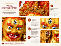 Patung Vajrapani Kuningan Buatan Tangan Berlapis Emas, Seni Patung Buddha yang Mengagumkan dengan Desain Halo Api untuk Dekorasi Rumah & Taman, Hadiah