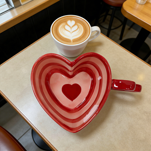 LovingHome Cadeau <span class=keywords><strong>Saint</strong></span>-<span class=keywords><strong>Valentin</strong></span> Mignon <span class=keywords><strong>Mug</strong></span> en céramique en forme de cœur avec anse en cœur, compatible micro-ondes, pour cadeaux - Product Image 1