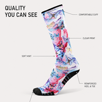 Chaussettes personnalisées OEM pour adultes, collection automne – Polyester/Nylon/Coton/Bambou/Laine, résistantes aux déchirures, séchage rapide, impression numérique intégrale 360°