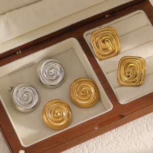 <b>Stud</b> <b>Earrings</b> Geometric Swirl Stainless Steel Gold <b>Silver</b> Round Square Fashion Jewelry <b>Earrings</b> For Women Men Unisex - Product Image 2