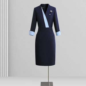 Abito da Lavoro Personalizzato 2026 per Donne, Uniforme Blu Navy per Hotel e Banche, <span class=keywords><strong>Abbigliamento</strong></span> Formale per Manager e Dipendenti - Product Image 1