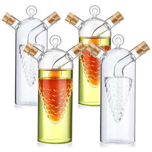 Distributeur de borosilicate 2 <span class=keywords><strong>en</strong></span> 1 <span class=keywords><strong>pour</strong></span> huile et vinaigre soufflé à la main Bouteille de cruet avec <span class=keywords><strong>bouchon</strong></span> <span class=keywords><strong>en</strong></span> liège - Product Image 6