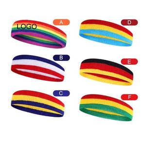 Vente en gros usine, Bandeau de sport élastique en coton absorbant la transpiration, coloré, avec logo personnalisé - Product Image 1